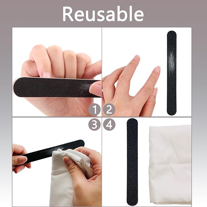 60 Pack Nail Files, Black 100/180 Grit Double Sides Emery Boards Nail File, Reusable Professional Manicure Tool for Home and Salon