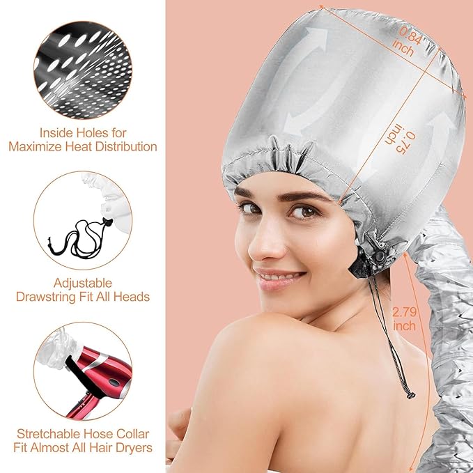 xnicx 42 pcs 7" Flexible Rods,Hair Curlers Rollers Flexible Curling Rods,Heatless Bendy Foam Curls for Long,Medium,Short Hair to Sleep in,with Hair Dryer Bonnet,Drying Towel 3 IN 1(Gray)