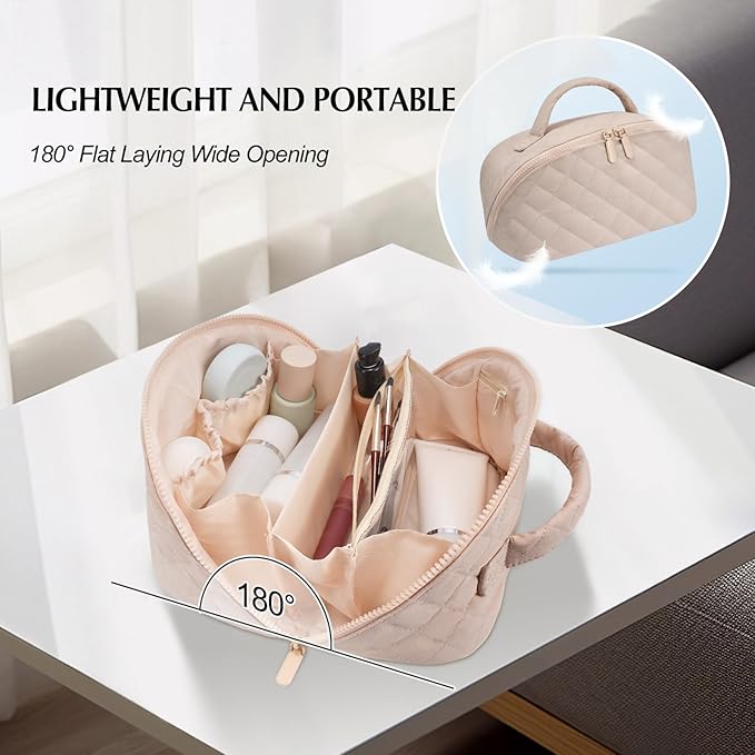 Makeup Bag, Quilted Makeup Bag, Puffy Travel Make up Bags, Cosmetic Organizer Bag, Waterproof Toiletry Bag for Women