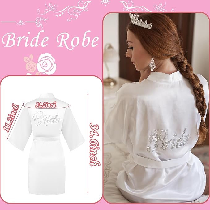 Bride to Be Gift Set - I Do Bride Slippers, Robe, Hair Claw, Makeup Bag - Bridal Shower & Wedding Gift