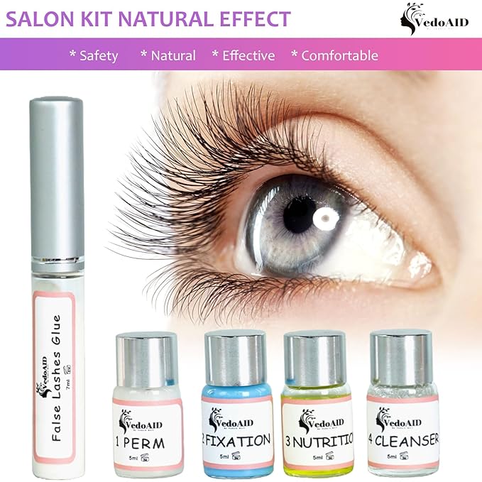 2025 VedoAID New Upgraded EyeLash Lift Kit Eyelash Extension Kit Eyelash Perm Kit, Eyelash Lifting & Eyelash Curling Includes Eye Shields, Pads, Accessories, Easy for Beginner,Achieve Salon-Quality