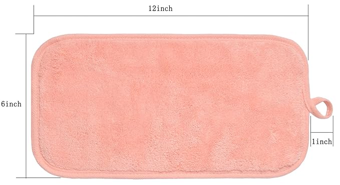 BloomSesame Makeup Remover Cloths for Face, Eye, Lips - Reusable Makeup Remover Pads Soft Microfiber Facial Cleansing Cloths 6 x 12 inch 12 Pack (Coral)