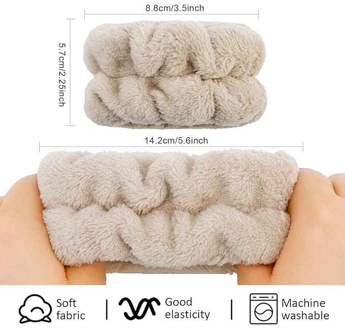 WHAVEL Face Washing Wristbands (6 Pairs), Absorbent Spa Wristbands for Washing Face Sweatband Wash Bands, Prevent Liquid from Spilling Down Arms