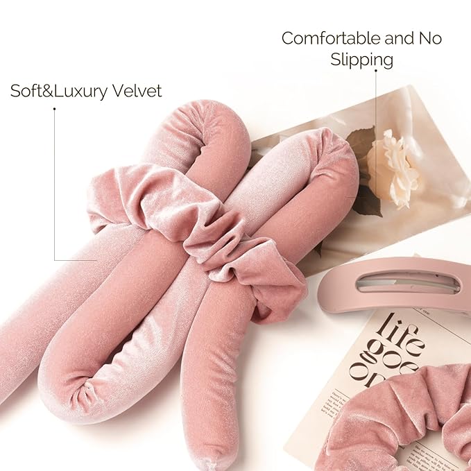 Yanibest Heatless Hair Curler to Sleep in, Overnight curl headband, No Heat Hair Curler Set with Hair Clip Scrunchies for Styling