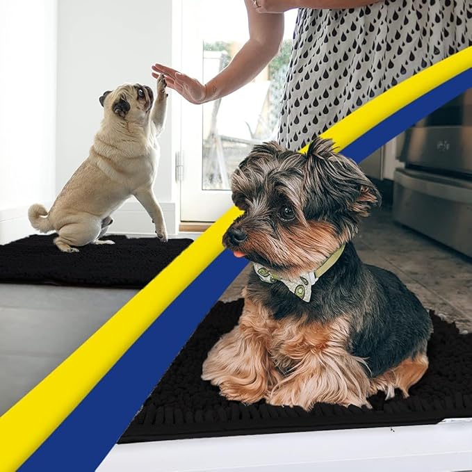 Muddy Mat® | Super Absorbent Door Mat Indoor, Microfiber Quick Dry Chenille Entryway Rug, Non-Slip Front Door Mat, Indoor Mats for Entryway, Machine Washable Pet Rug, Black XXL 60"X48"