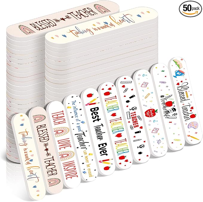 50 Pack Teacher's Day Appreciation Gifts Bulk Mini Nail Files for Teacher Party Favors Staff Emery Boards for Women Goodie Bag Stuffers Small Spa Gifts for Employee Coworkers Office Supplies