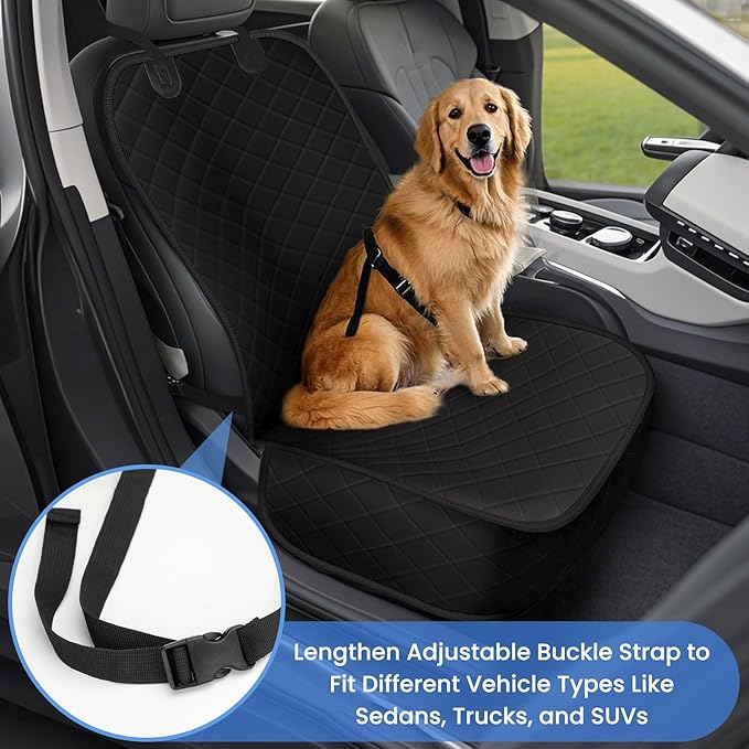 Dog Car Seat Covers, Waterproof Front Seat Cover for Dogs, Scratch-Proof, Nonslip Pet Passenger Seat Cover Protector, Universal Fit for Cars Trucks SUVs, Standard Size, 2 Packs Black