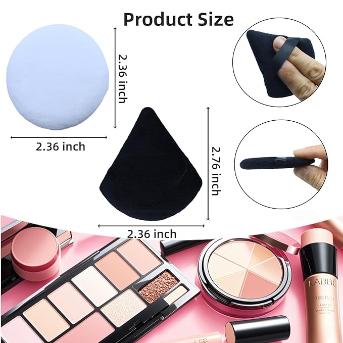 Makeup Puffers Triangle, 40 Pcs Powder Puffs for Face, Setting Powder Puff, Velour Puff Makeup Pad Triangle Beauty Sponge for Loose Powder, Eyes Contouring