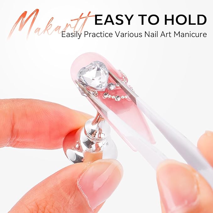 Makartt Nail Stand for Press-On Nails: Strong Magnetic, Large Flat Metal Base Holds 10 Tips at Once, Stable Holders for Nail Art Practise, Batch Painting, Design, Curing, Display, DIY Home & Salon Use