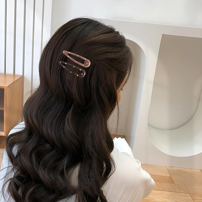 20 PCS Metal Snap Hair Clips Water Drop No Slip Barrettes for Women Bright Small Hair Clips For Thick And Thin Fine Hair,Black Light Yellow Multiple Brown,1.97 x 0.5 In.
