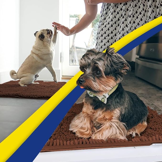 Muddy Mat® | Super Absorbent Door Mat Indoor, Microfiber Quick Dry Chenille Entryway Rug, Non-Slip Front Door Mat, Indoor Mats for Entryway, Machine Washable Pet Rug, Brown 16"x24"