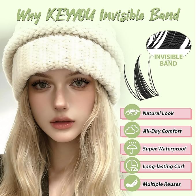 KEYYOU Fairy Lash Clusters 144Pcs D Curl Manga Lash Extension Eyelash Extension Wispy Natural Invisible Band Lash with Waterproof DIY Lash Extension at Home(Fairy-D-10-14MIX)