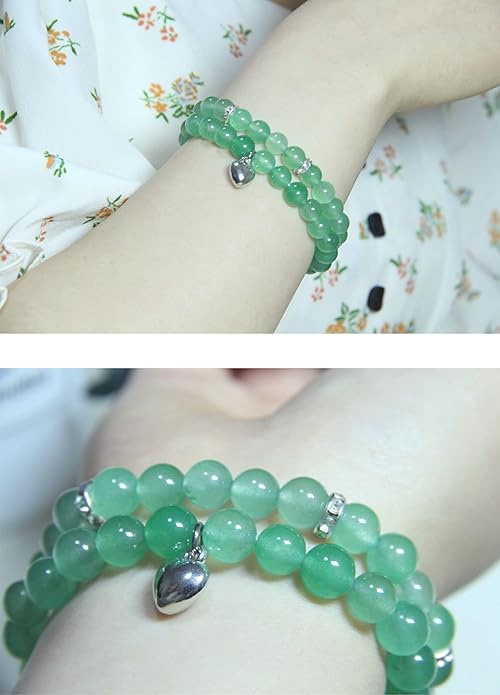 2Pcs Healing Crystal Bracelets for Women Handmade Beaded Bracelet Healing Prayers Crystal 8mm Natural Stone Beads Bracelet Stress Relief Get Well Soon Gifts