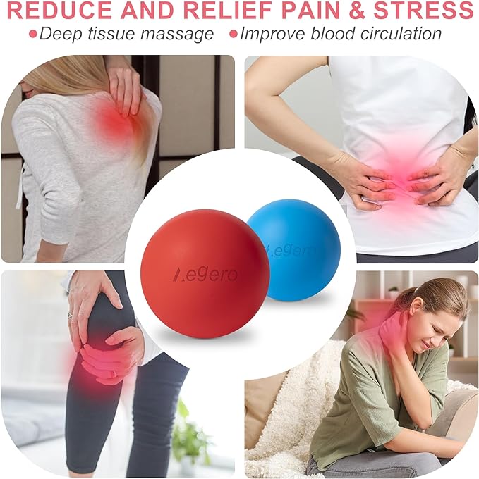 Massage Lacrosse Balls for Myofascial Release,Yoga Deep Tissue Massage,Trigger Point Therapy and Foot Plantar Fasciitis,Muscle Soreness Massager Ball (2Pack, Pink)