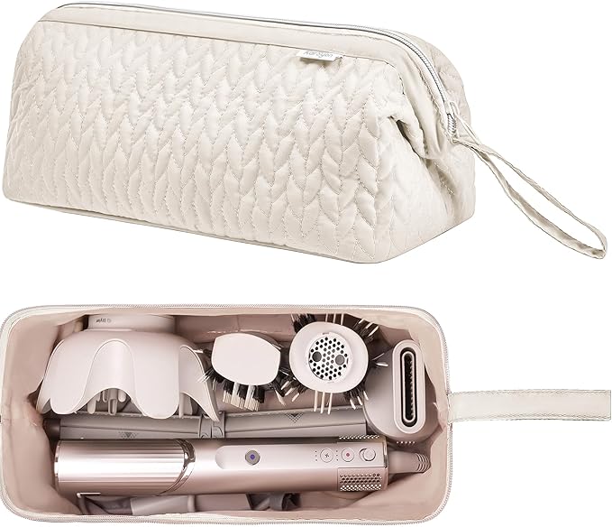Shark Flex Style Case for Dyson Airwrap Hair Dryer Brush Revlon Hair Tools Travel Bag Carrying Case Flat Curling Iron Organizer (Beige)