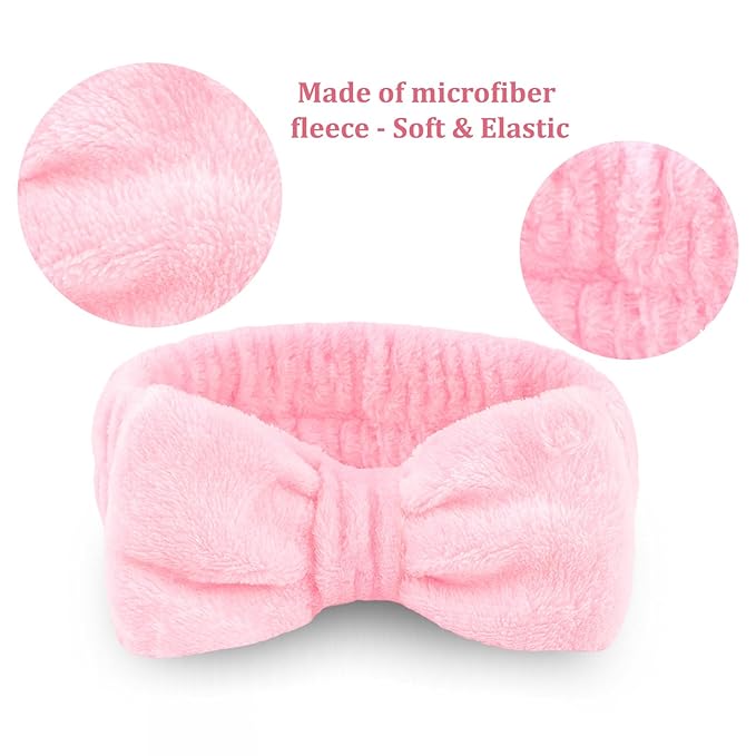 CIEHER 8 Pcs Pink Spa Headbands for Women's Bachelorette Party Favors - Microfiber Makeup Headbands for Girls' Birthday Skincare
