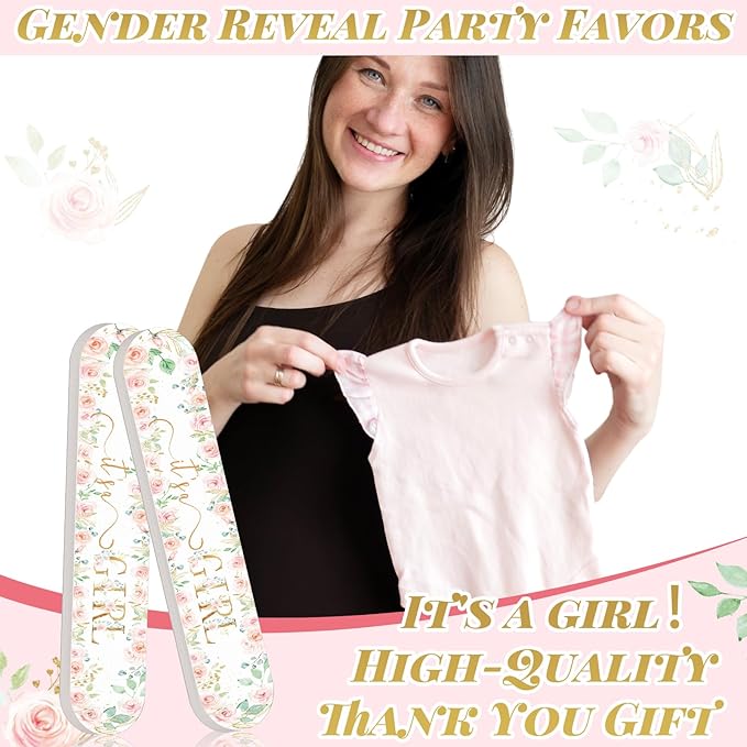 50 Pcs Floral Baby Shower Favors Decorations Baby Sower Favors Games Winners Prizes Gifts Bulk Pink Emery Board Nail Files Gender Reveal Party Favors Souvenirs Gift Bags Stuffers for Guests