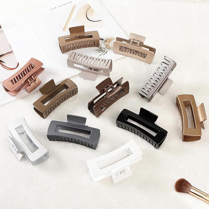 4.1 Inch Large Hair Claw Clips 12 Pcs Big Claw for Thick Hair Square Hair Clips Jumbo Jaw Clips Bulk Hair Accessories for women and Girls (Gold)