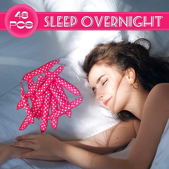 Syhood 48 Pcs Sponge Hair Rollers Soft Hair Curlers to Sleep in, Foam Heatless Overnight Pillow Curlers for Women Tousle Hair Styling Tools(Cloth Cover,Hot Pink)