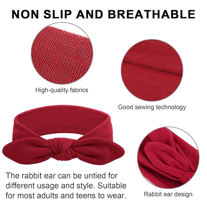 DRESHOW Knotted Bow Hairband for Women Rabbit Ears Bow Headband Vintage Hairband Yoga Head Wrap 4 Pack
