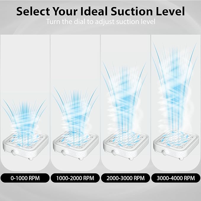 Nail Dust Collector Quiet & Powerful - Compact Dust Collector Nail Tech with Reusable Filter - 8000 RPM Suction Brushless Turbine for Max Dust Suction & Low Noise - For Beginners, Home & Salon