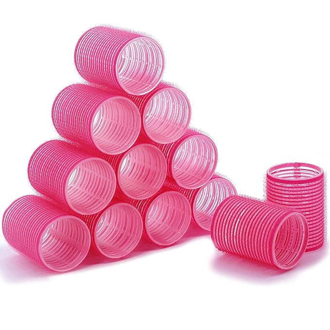 Hair Rollers, 12 Pack Salon Hair Dressing Curlers, Self Grip Hair Curlers, Rollers Hair Curlers, DIY Curly Hairstyle for Long Hair, Colors May Vary, Medium