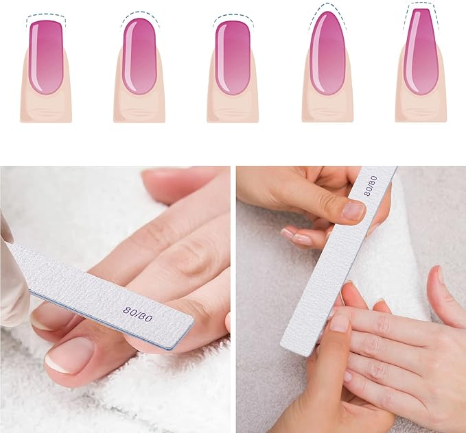 BTYMS 80/80 Grit Nail File - Professional Double-Sided Coarse Emery Boards for Shaping Acrylic & Gel Nails