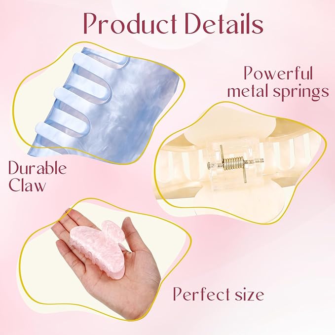8 Pcs Large Acrylic Hair Claw Clips for Women Non-slip Strong Hold Jaw Clamps for Thick Thin Hair(French,Pastel Color)