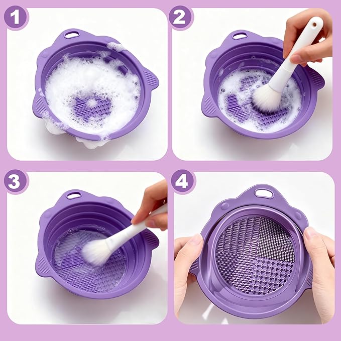 Makeup Brush Cleaner, Makeup Brush Cleaning Mat, Silicone Makeup Brush Cleaning Pad Cleaner And Dryer