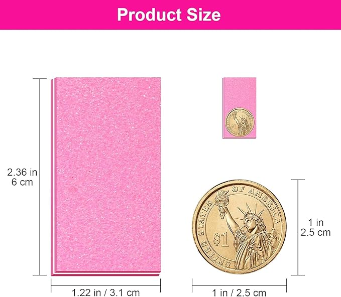 Diesisa Buffer Block Nail File, 100/180 Grit Sponge Nail Buffers for Acrylic Nails, Nails Buffer, Mini Buffing Block Double Sided for Manicure Tools 60 Count - Pink