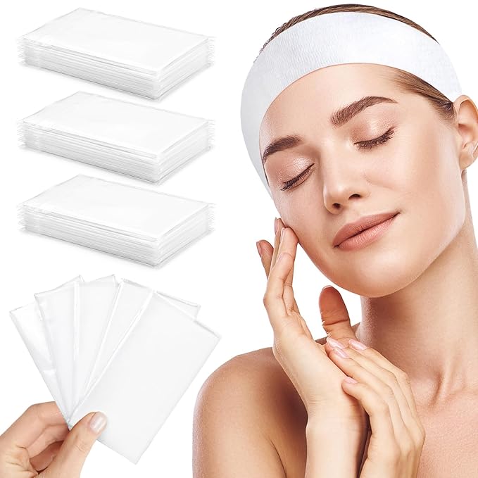 White Disposable Headbands for Women – 36pcs Spa Hair bands for Facials, Esthetician, Skincare & Washing Face – Bulk White Headband Pack, Professional Disposable Headbands for Spa and Facial Care