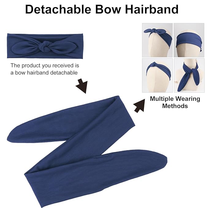 DRESHOW 4 Pack Adjustable Knotted Headbands Non Slip Elastic Yoga Hair Bands Solid Colors Headbands for Women and Girls