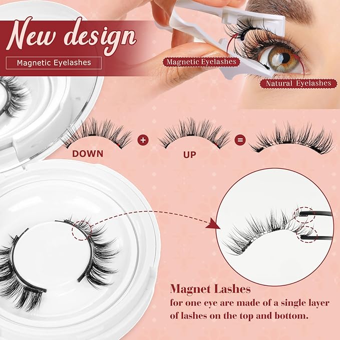 Higu clace Magnetic Eyelashes Magnetic Lashes with Applicator Soft Magnetic Eyelashes Natural Look Pestañas Magnéticas No Need Glue Easy to Wear and Remove Pestañas Magnéticas Naturales(I04)