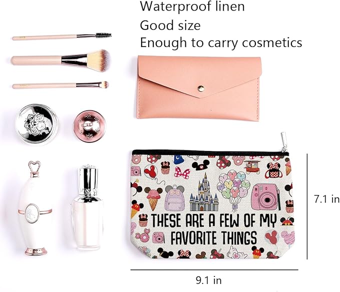 Vacation Trip Gift Fairytale Fans Makeup Bag Mouse Family Trip Snacks Cosmetic Bag Fairy Tales Gifts Cartoon Character Lover Gift Mouse Ice Cream Travel Toiletry Makeup Organizer Zipper Pouch