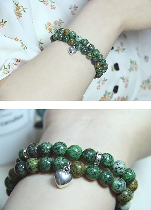2Pcs Healing Crystal Bracelets for Women Handmade Beaded Bracelet Healing Prayers Crystal 8mm Natural Stone Beads Bracelet Stress Relief Get Well Soon Gifts