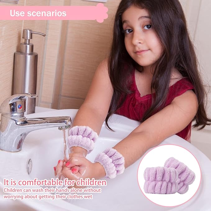 8pcs Wrist Bands for Washing Face, Absorbent Face Washing Wristbands, Microfiber Women's Spa Wrist Towels, Stretchy Wash Band for Man Children, Prevent Water from Spilling Down Your Arms