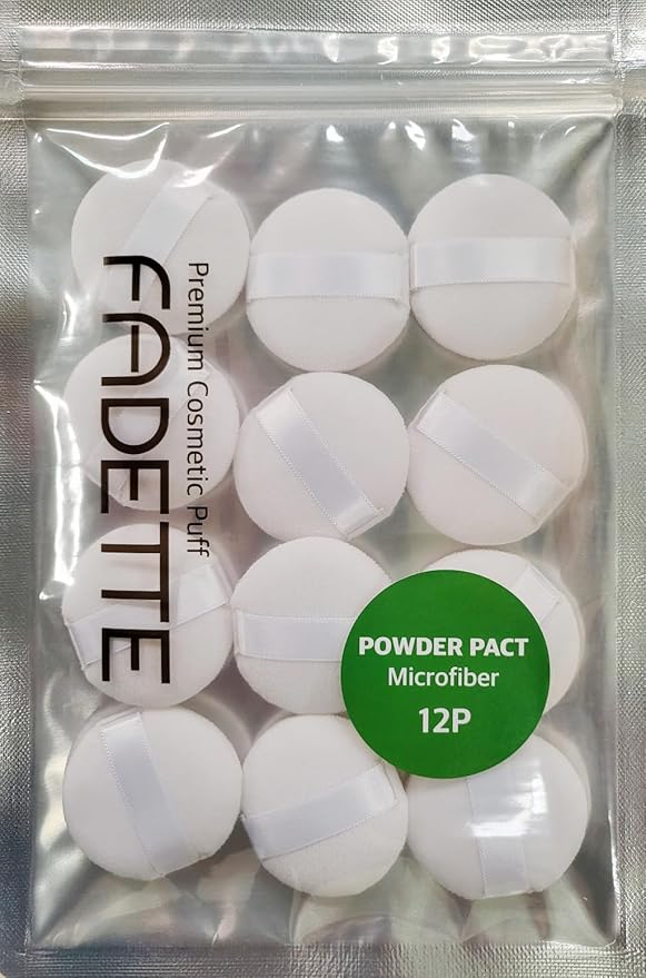 FADETTE Soft Microfiber Small Powder Puff 12 Pcs - 1.75in Diameter x 1.5in Diameter Powder Pact Makeup Sponges for Powder Beauty Gifts for Women Beauty Blender Sponge (Small) (White)