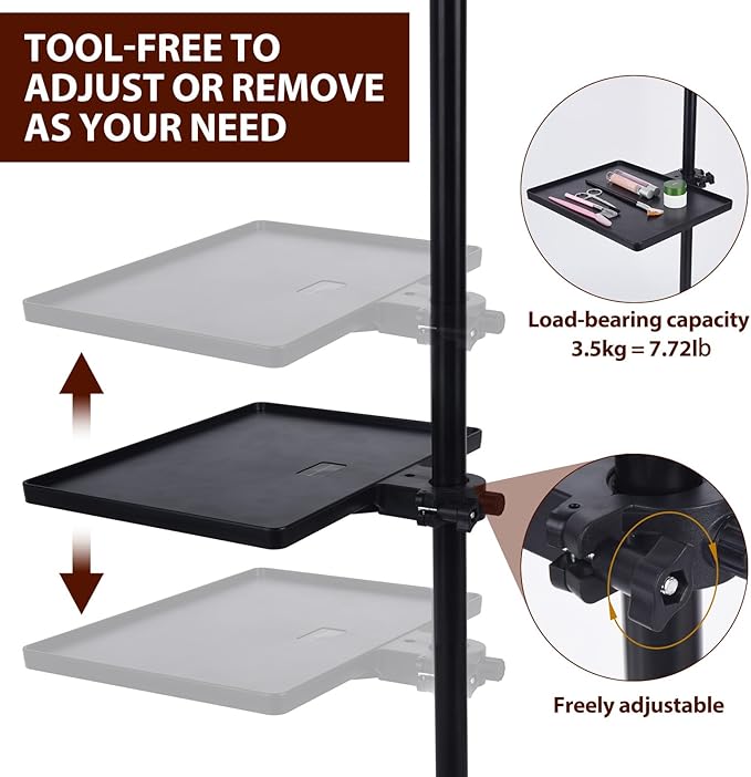 Lash Tray Holder 10.6 x 8 inches, Adjustable Lash Trays for Lash Extensions Lash Trays Organizer Adjustable Plastic Essential Organizer Stand for Lash Techs Mirror Tablet Holder for Salon or Homes Use