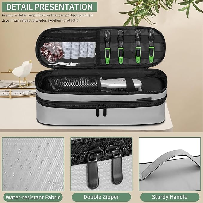 Double Layer Travel Carrying Case Compatible with Shark Flexstyle, Storage Case for Revlon One-Step Hair Dryer and Volumizer Hot Air Brush Portable Organizer Bag for Dyson Airwrap Styler