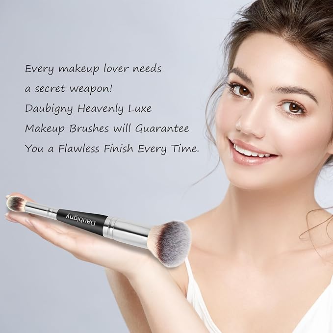 Daubigny Dual-ended Foundation Brush Concealer Brush Perfect for Any Look Premium Luxe Hair Rounded Taperd Flawless Brush Ideal for Liquid, Cream, Powder,Blending,Concealer