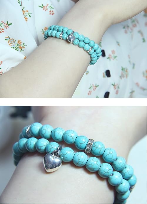 2Pcs Healing Crystal Bracelets for Women Handmade Beaded Bracelet Healing Prayers Crystal 8mm Natural Stone Beads Bracelet Stress Relief Get Well Soon Gifts