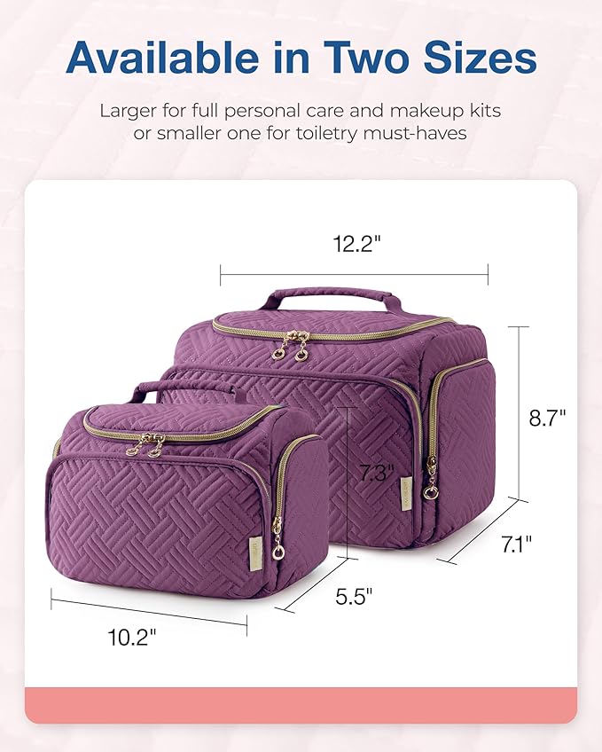 BAGSMART Travel Toiletry Bag for Women, Cosmetic Bag Makeup Bag Organizer with Handle, Travel Bag for Toiletries, Travel Accessories, Full Sized Container