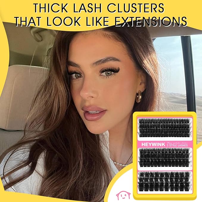 Lash Extension Kit Thick Cluster Eyelash Extensions 100D 150D 200D 12-18mm Lash Clusters Kit Individual Lash Extensions Kit DIY Lashes Clusters Extension at Home (100D+150D+200D 12-18MM Kit)
