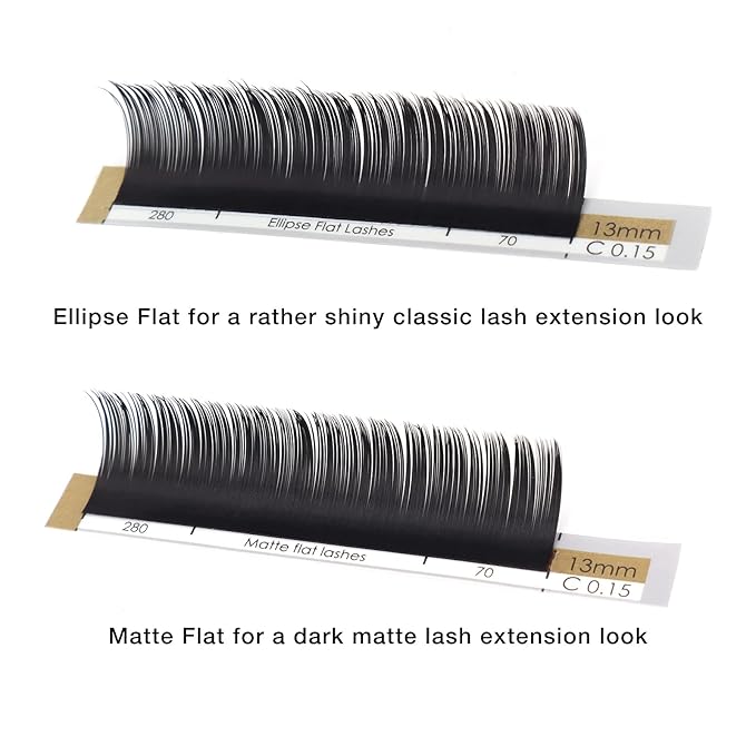 LASHVIEW Eyelash Extension,Ellipse Flat Eyelash Extensions,Individual Lashes,0.15mm C Curl 10mm,Lash Extension,Semi-Permanent,Extremely Light & Soft