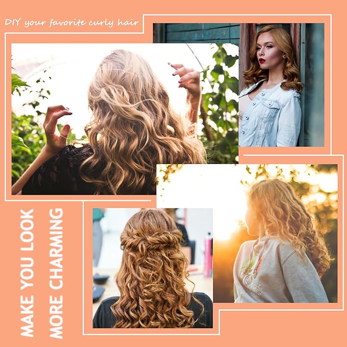 60 Flexible Foam Curling Rods, Twist Hair Rollers with Steel Pintail Comb for Long & Short Hair (9.45 x 0.31, Orange, No Heat)