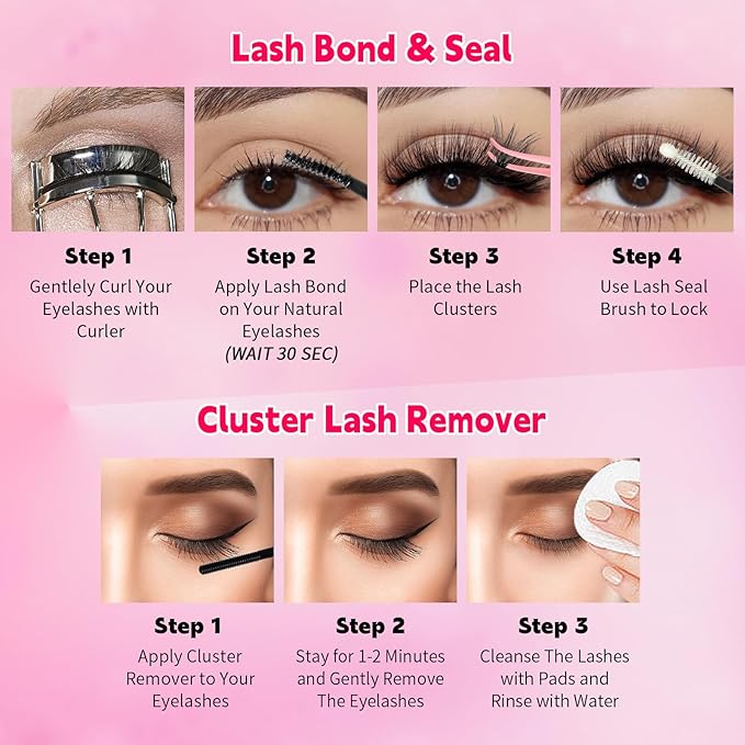 RITALASH Lash Extension Kit DIY Lash Clusters Kit 400pcs Cluster Lashes Individual Lashes Eyelash Extension Kit with Lash Bond and Seal,Lash Remover,Lash Tweezers(20D+40D Cluster Kit,8-16mm)