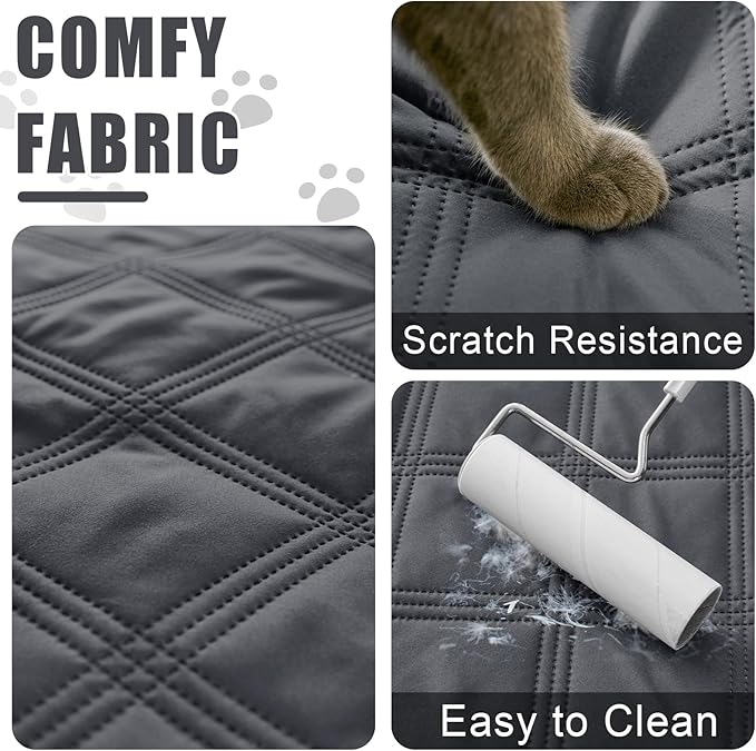 Smiry Waterproof Dog Bed Cover Blanket 30x53, Soft Reversible Pet Blanket, Washable Leakproof Cats Dogs Couch Cover for Sofa, Couch, Furniture, Dark Grey/Beige