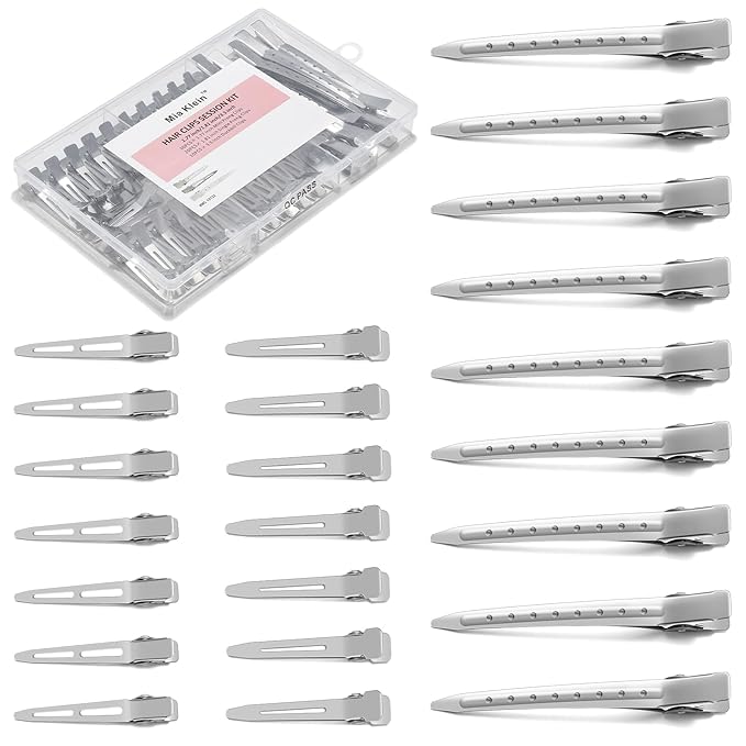 Metal Hair Clips For Women Styling 60-Piece Set | Silver Duckbill Clips with Storage Box | 3 Sizes (3.5"/1.81"/1.77") for Hair Styling, Roller Setting, Salon Use & DIY Crafts
