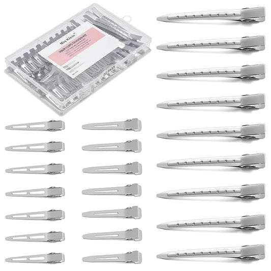 Metal Hair Clips For Women Styling 60-Piece Set | Silver Duckbill Clips with Storage Box | 3 Sizes (3.5"/1.81"/1.77") for Hair Styling, Roller Setting, Salon Use & DIY Crafts
