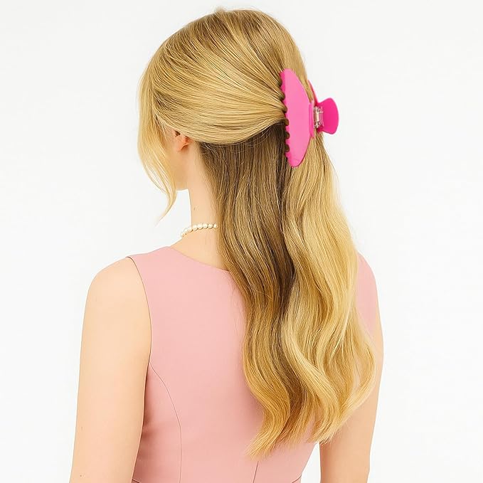 MAORULU Premium Durable Acetate Hair Claw Clips for Women Girls, 4 Inch Large Cute Jaw Clip for Thick or Thin Hair, Vintage Y2K Hair Clips (Hot Pink)